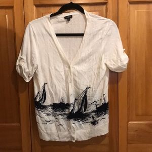 Dark blue sailboat cardigan